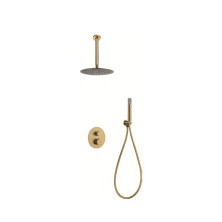 Kit de ducha termostática empotrado en oro cepillado Line GTQ038/OC